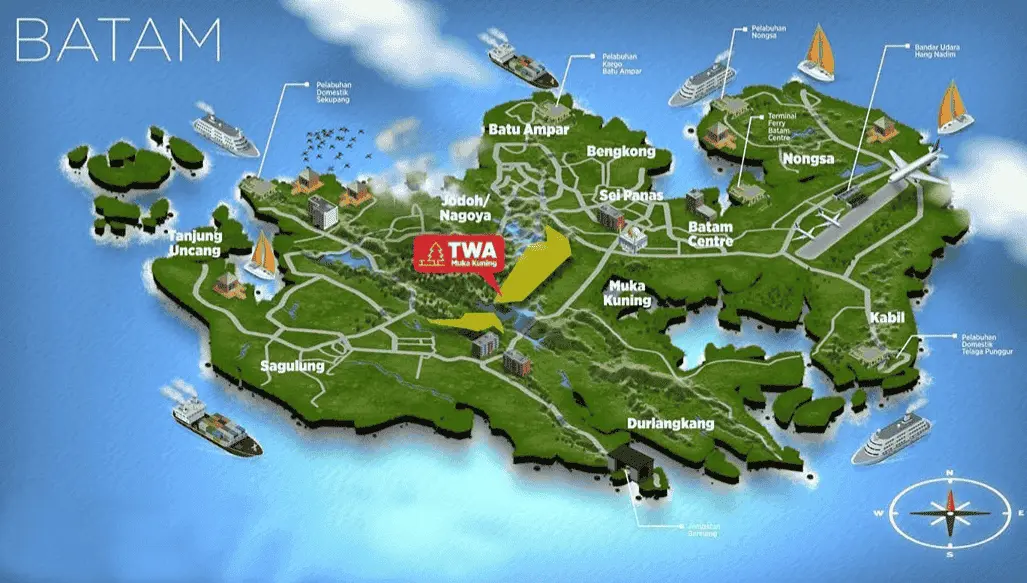 Pick-up & drop-off coverage map of Batam